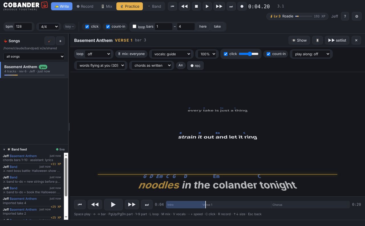 Practice: lyrics flying toward you in 3D over the song